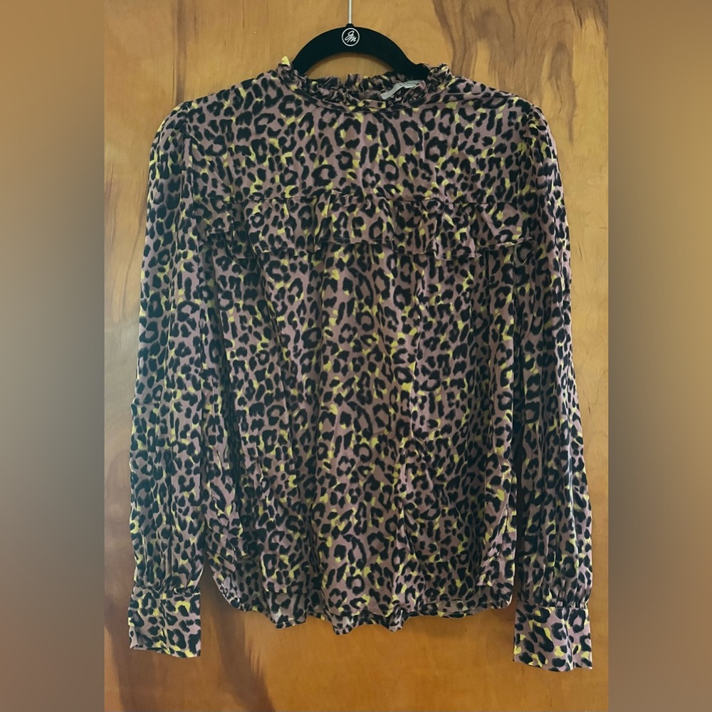 Loft animal print ruffle shirt
